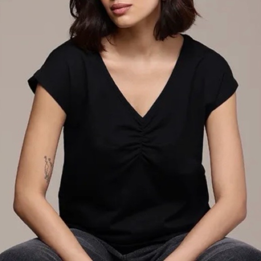 Old Navy Maternity Black Gathered Blouse